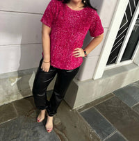 Jodifl - Sequins Textured Pop-color Top