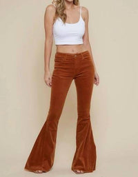 Saints & Hearts - Frayed Hem Corduroy Bell Bottoms Pants