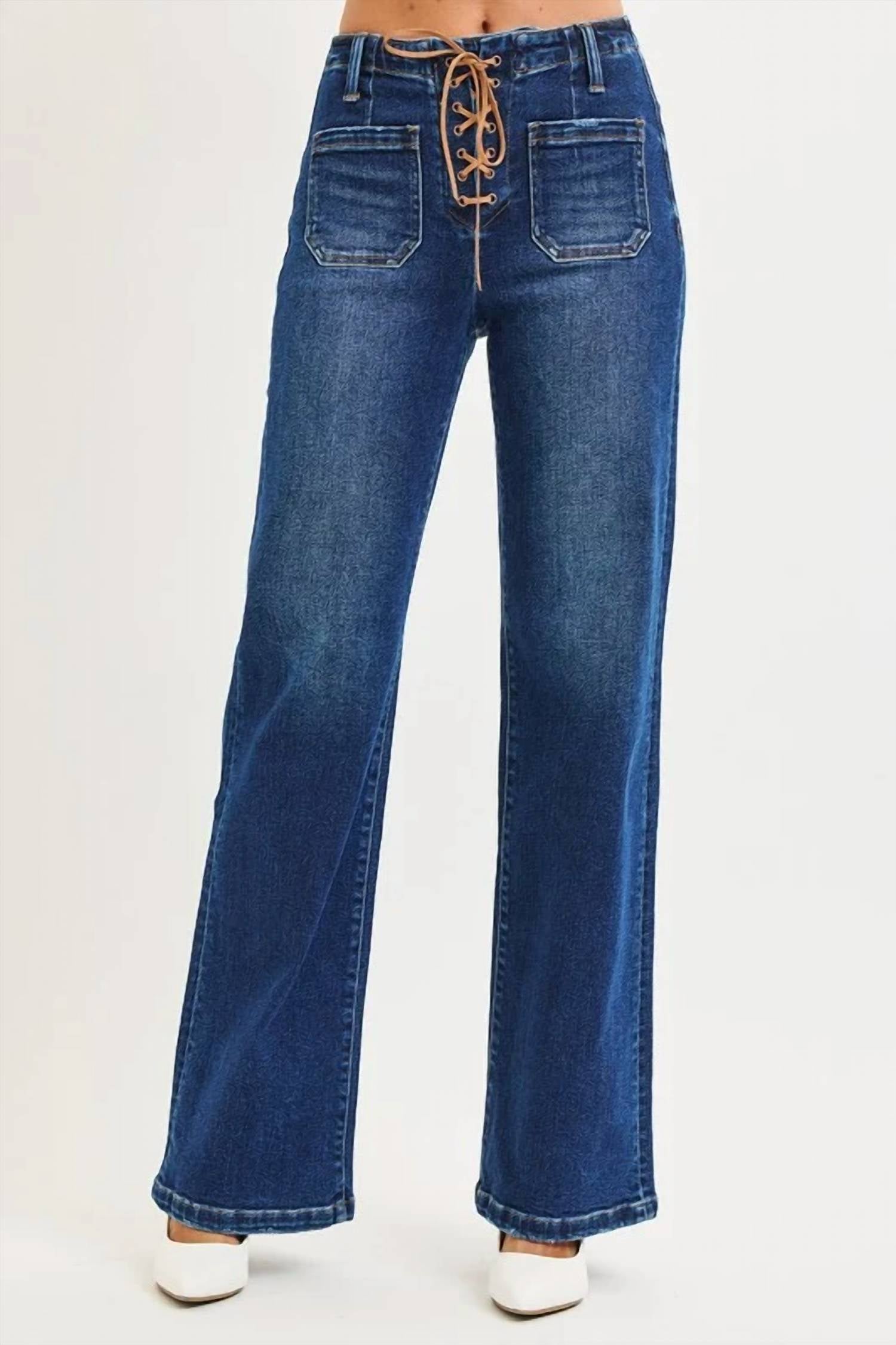 Risen - Finny Front Tie Wide Leg Jeans