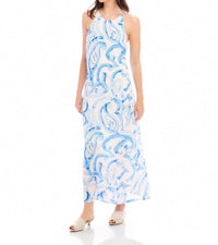 Fifteen Twenty Sera Paisley Print Crepe A Line Midi Dress in blue - women's dress