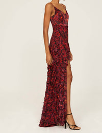 cinq a sept Stargazer Lilies Glenda Gown in calla lily multi - women's dress - detail view