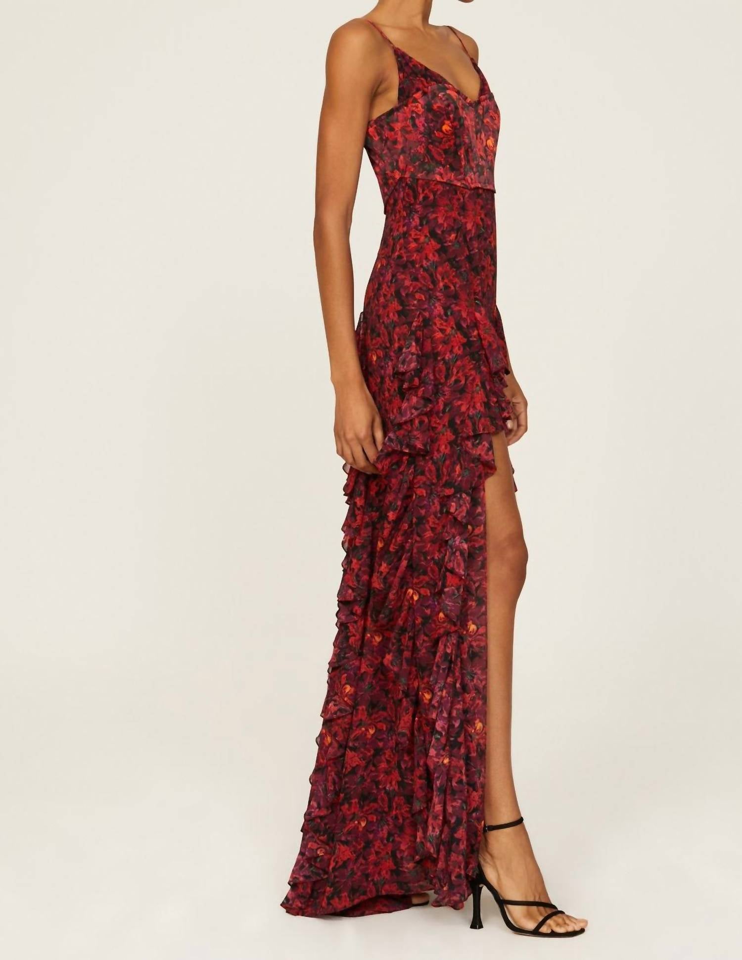 cinq a sept Stargazer Lilies Glenda Gown in calla lily multi - women's dress - detail view