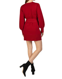 Love Token - Short Knit Mini Sweater Dress With Tie