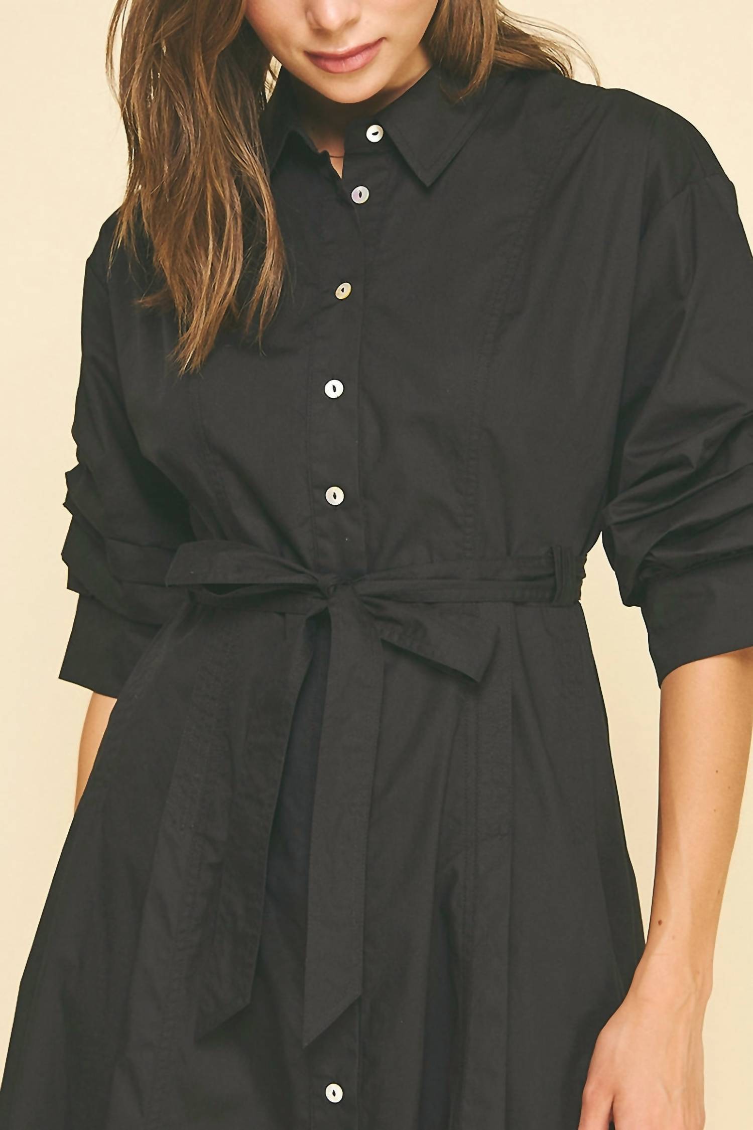 Pinch - Tuck Sleeve Midi Dress
