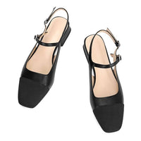 C.Paravano Women's Slingback Square Toe Flats in black - women's flats