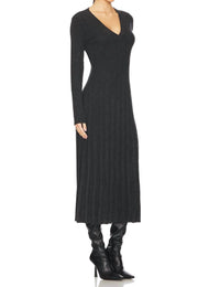 Autumn Cashmere - Long Sleeved Mixed Rib Dress