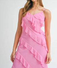 Mable - Asymmetrical Tiered Ruffled Maxi Dress