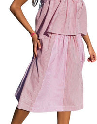 Rose Carmine - Women's Rayures Skirt