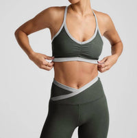 BEYOND YOGA Spacedye Outlines Strappy Bra in dusty forest heather - women's intimate