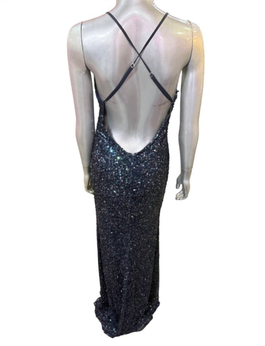 Paul Rekhi - Women's Sequin gown with a criss cross adjustable back