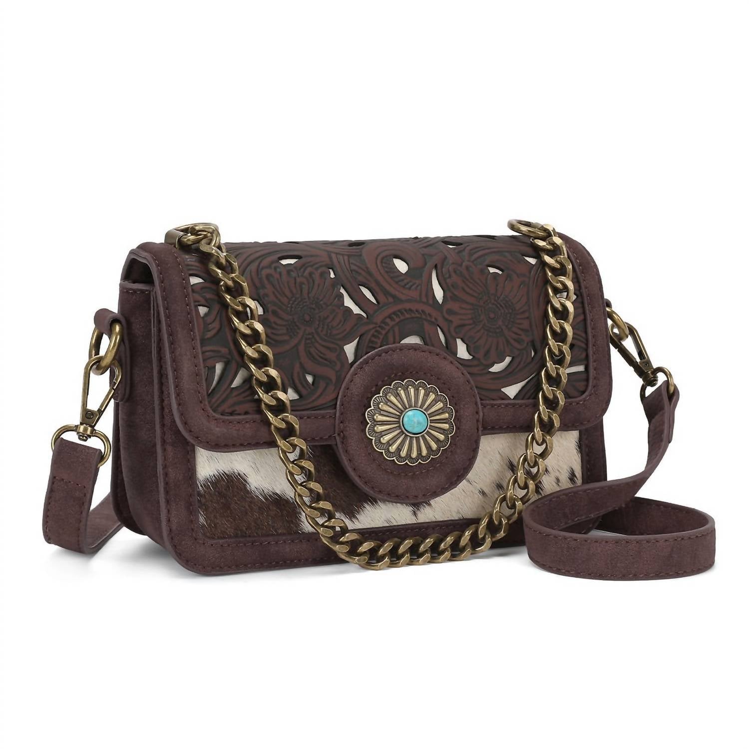Trinity Ranch - Cowhide Floral Cutout Crossbody Bag