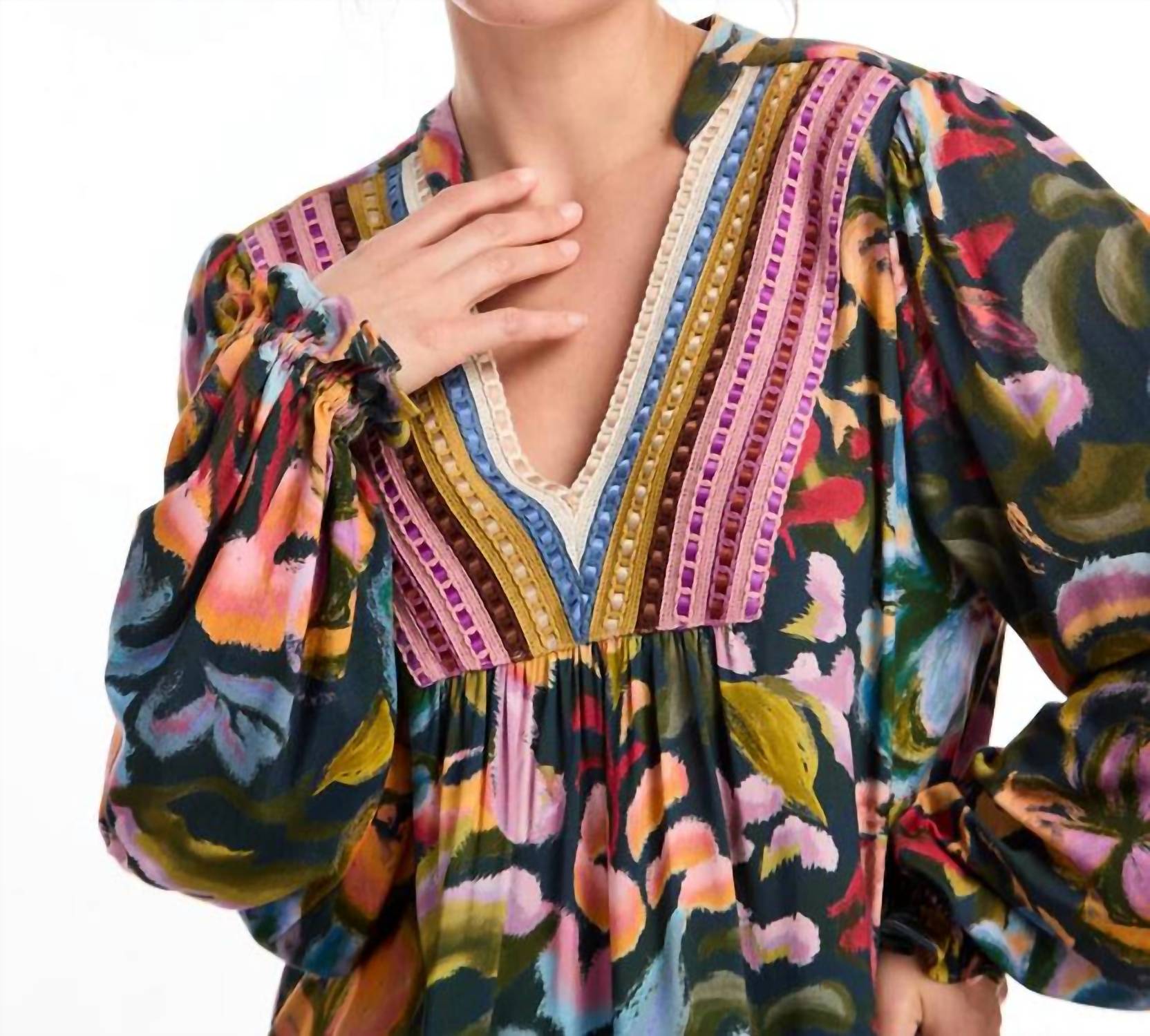 Fdj - V-neck Mixed Media Top