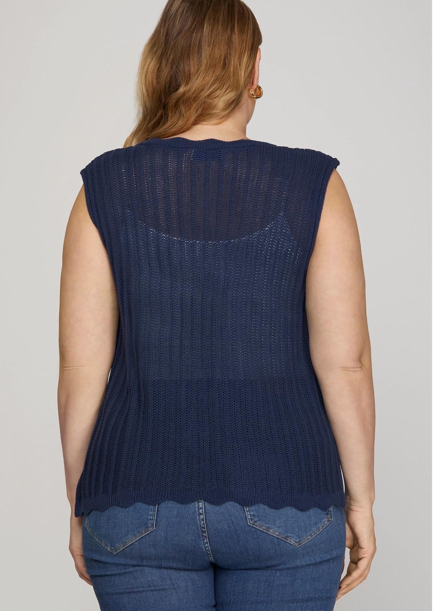She + Sky - Harbor Scallop Tie Sweater Vest