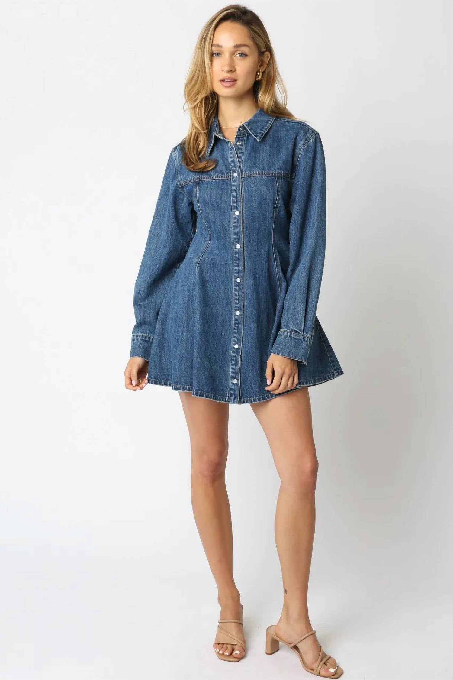 Olivaceous - Alyn Collared Button Up Dress