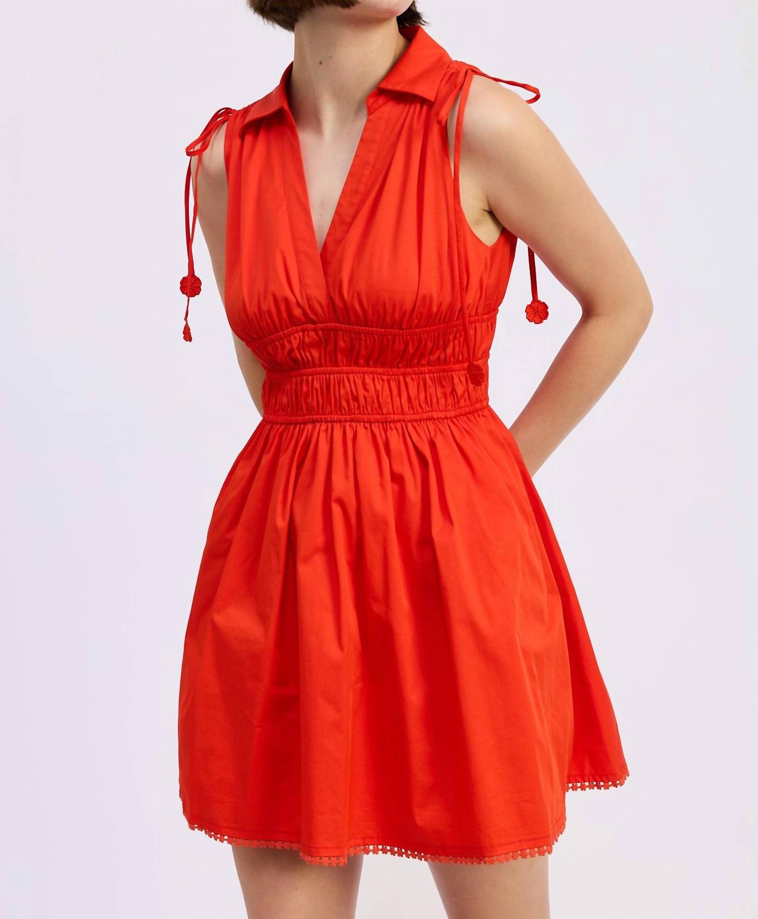 En Saison Emerson Mini Dress in red - women's dress - detail view