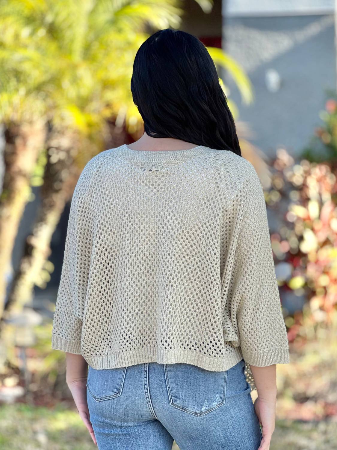 Charlie B - Crochet Lurex Tie-front Bolero