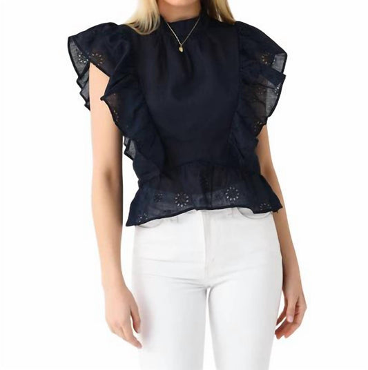 Frame - EYELET PEPLUM TOP