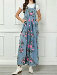 Veveret - Painted Floral Sleeveless Jumpsuit