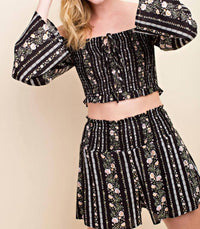 Honey Punch - Floral Smocking Top