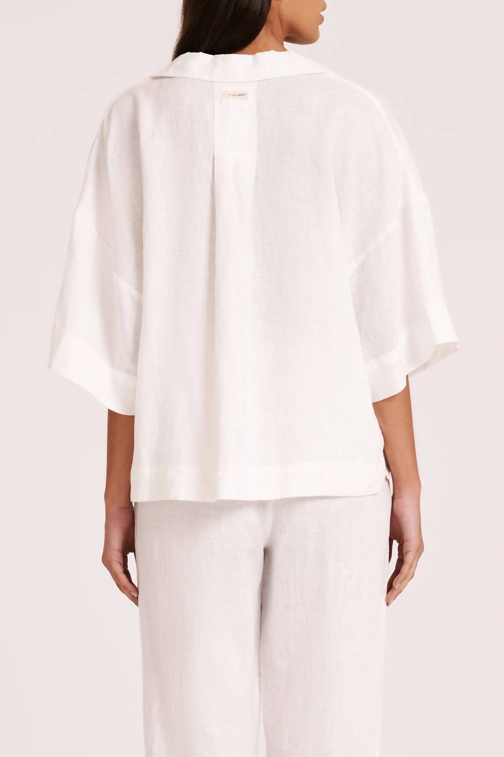 Nude Lucy Lounge Linen Shirt Top in white - women's blouse - alternate view
