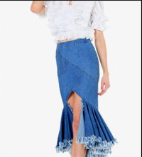 Beulahstyle - Denim Mermaid Frayed Skirt