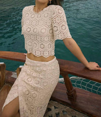 Z Supply Raquel Lace Skirt in natural - women's skirt - detail view