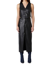 Nia - Theresa Vegan Leather Midi Skirt