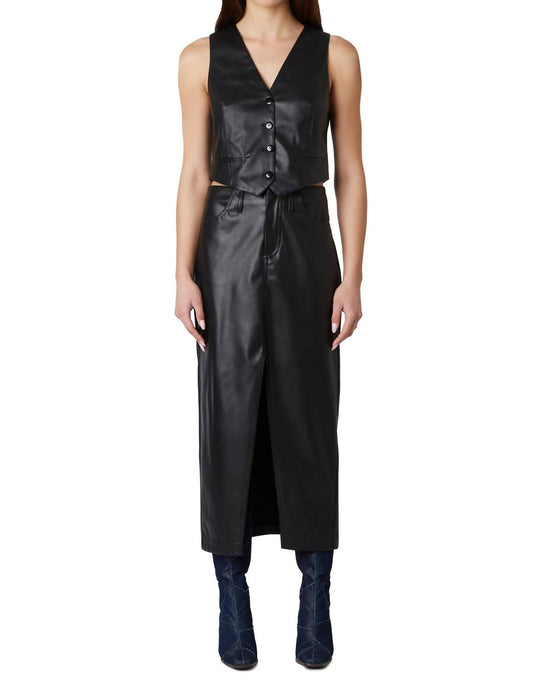 Nia - Theresa Vegan Leather Midi Skirt