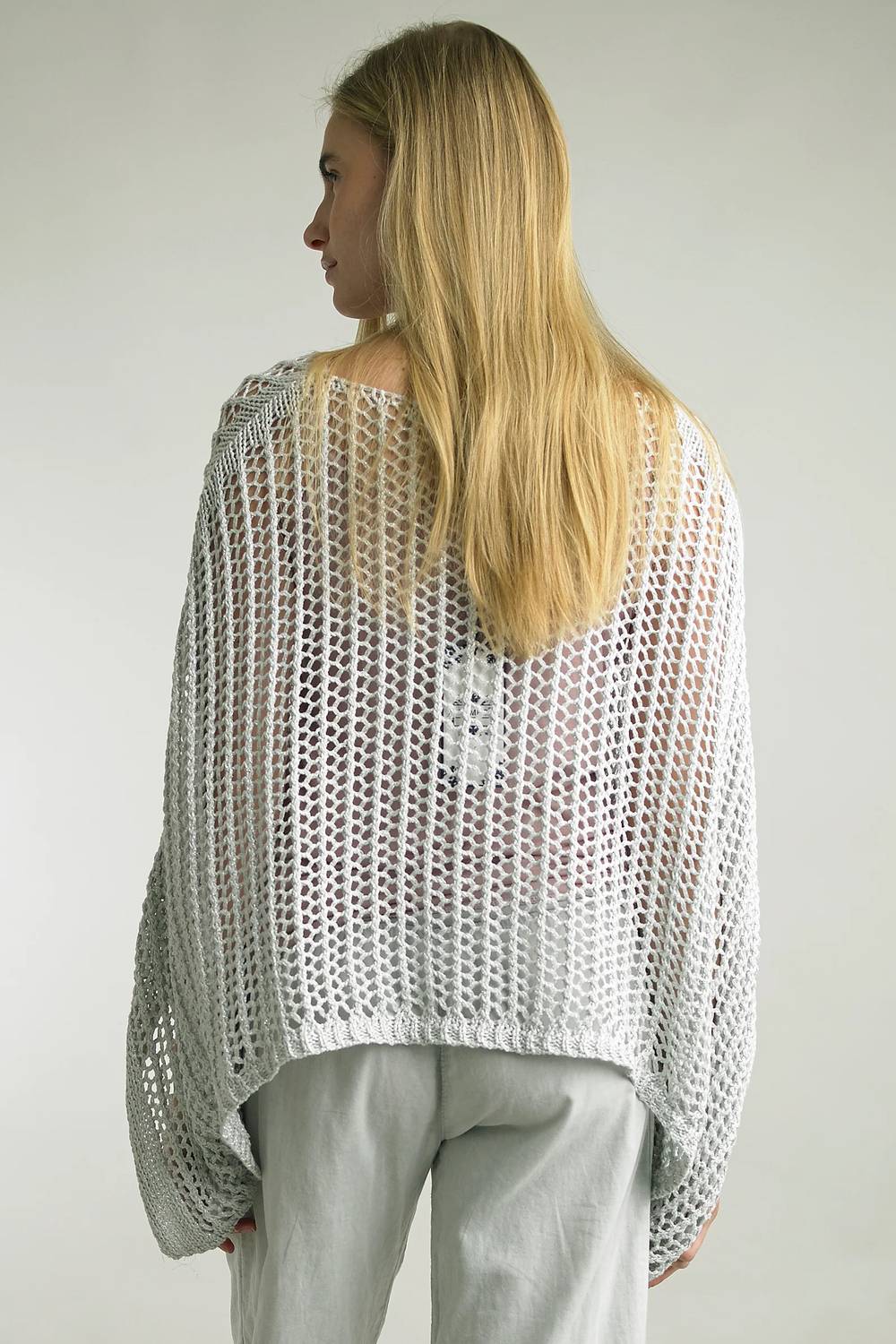 Tempo Paris - Metallic Crochet Poncho Top