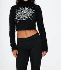 Orchid Bloom - Cropped Spider Sweater