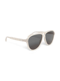 Amiri Unisex Aviator Logo Sunglasses in white black silver - men's accessory