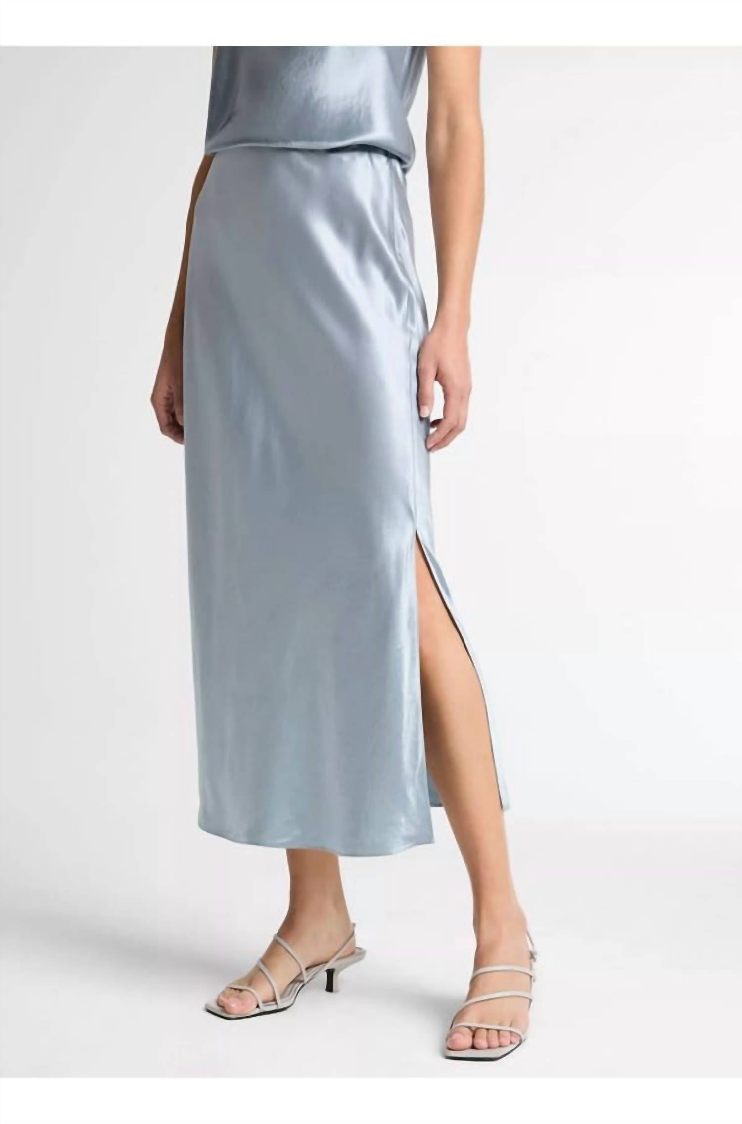 Vince Side Slit Slip Skirt in light lagoon - women's skirt - alternate view