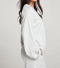 Chaser Berkeley Pullover in heather grey - women's sweater - detail view