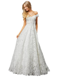 Sherri Hill - Off Shoulder Sweetheart Metallic Lace Ball Gown