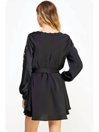 Strut & Bolt - Embroidered Cutout Detail Satin Mini Dress