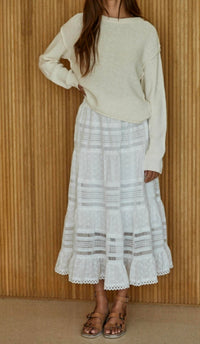 By Together - Eyelet Lace Tiered Maxi Skirt