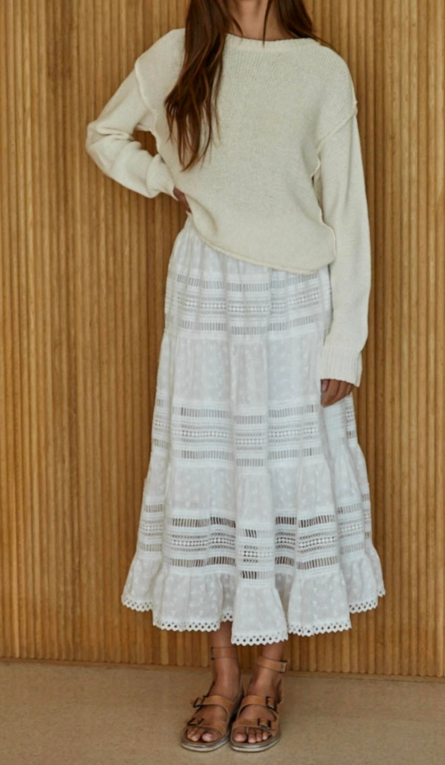 By Together - Eyelet Lace Tiered Maxi Skirt