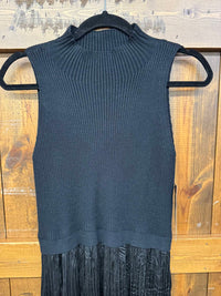 Tribal Femme - Women's Sleeveless Sweater Knit Top With Silk Pleated Skirt Maxi Dress