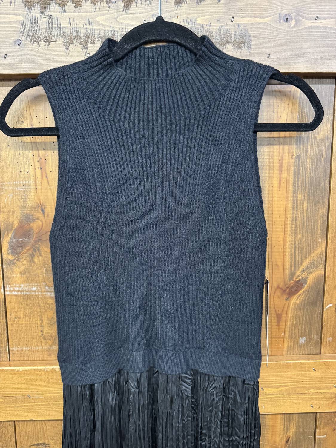 Tribal Femme - Women's Sleeveless Sweater Knit Top With Silk Pleated Skirt Maxi Dress