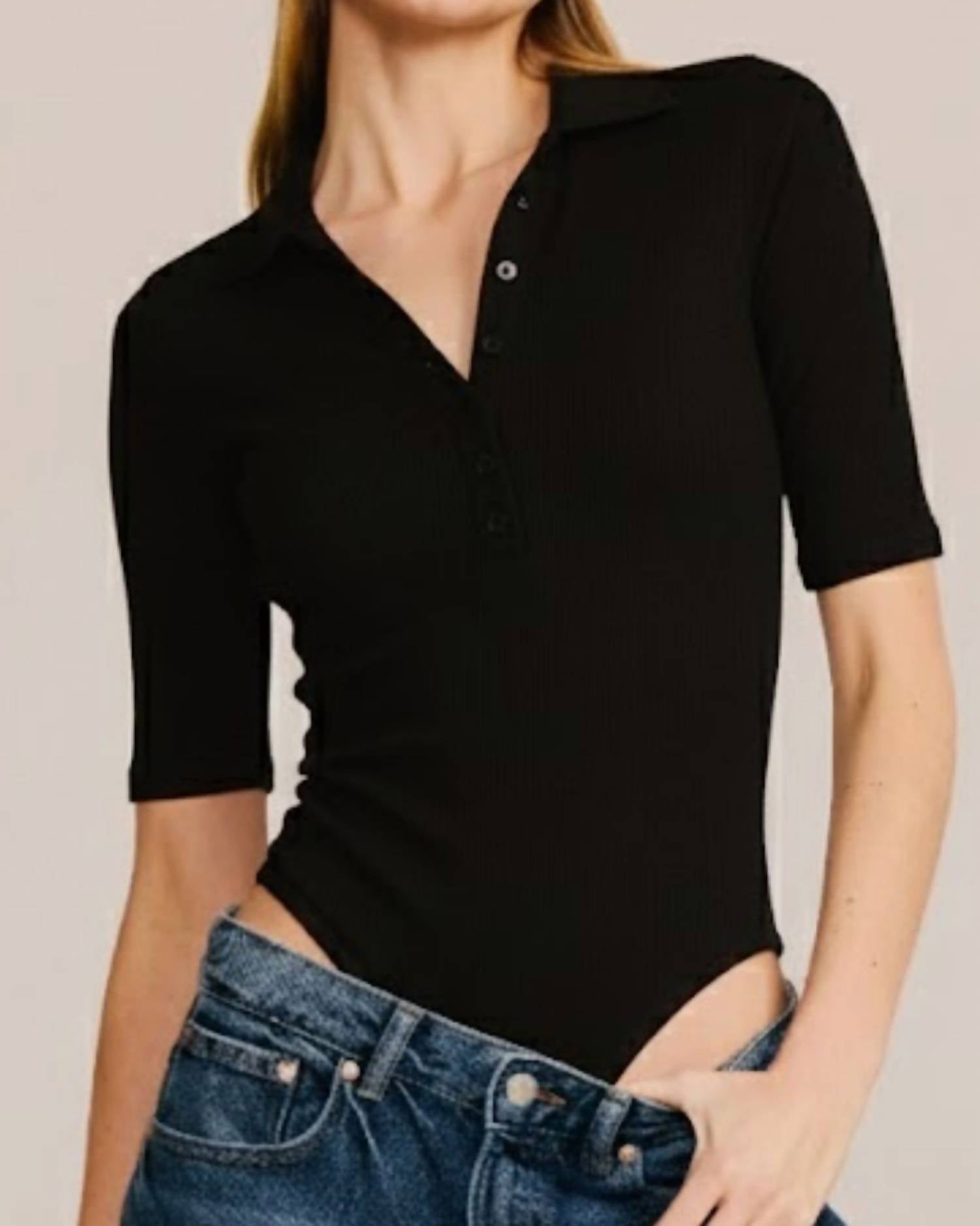 Belle D'Amour - Short Sleeve Collared Bodysuit