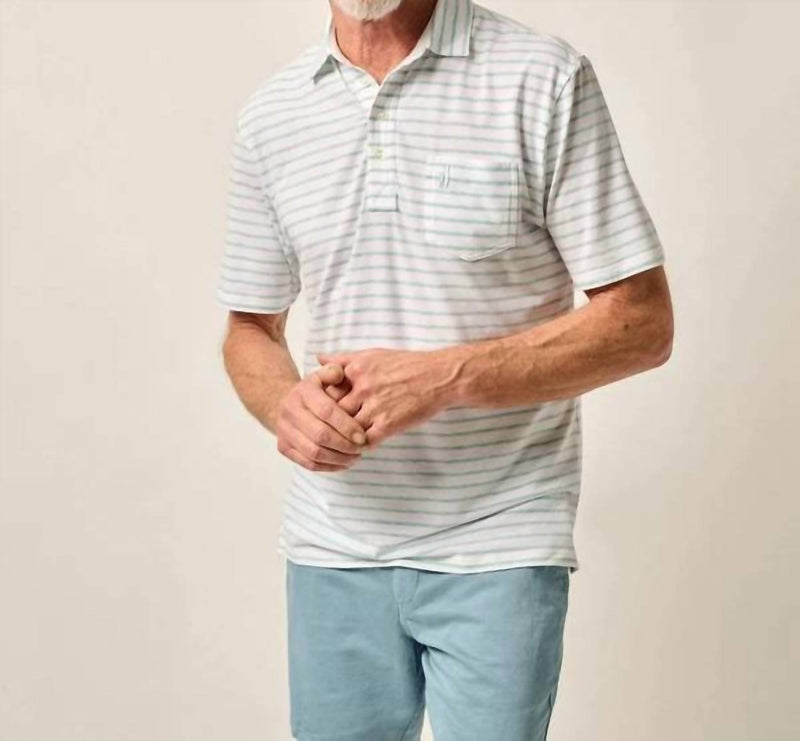 JOHNNIE-O Matthis Stripe Polo Top in white - men's shirt