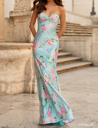 Sherri Hill - Twist Top Floral Print Prom Dress Gown