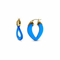 Gold & Honey - Women's Curb Link Lucite Birthstone Hoop Earrings