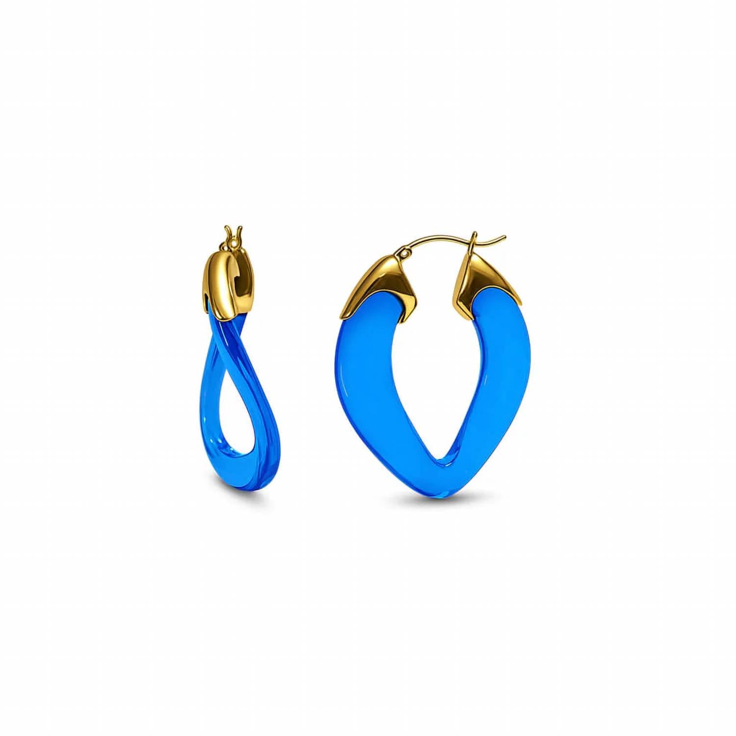 Gold & Honey - Women's Curb Link Lucite Birthstone Hoop Earrings