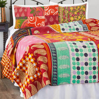 Kizuri - Queen-size Kantha Patchwork Quilt Bedding