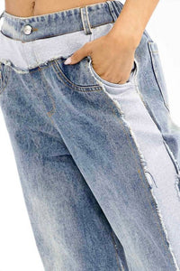Little Secret Of Mine - Denim Contrast Wide-leg Jeans