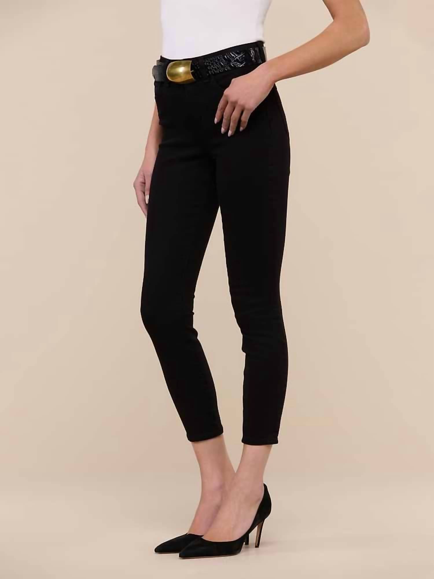 L'Agence Margot Cropped Skinny Jean in noir - women's jeans - alternate view