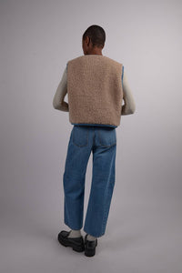 B Sides - Reversible Reworked Vintage Denim And Sherpa Vest