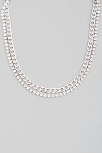 Fame Accessories - Women's Layered Rhinestone Chain Link Necklace