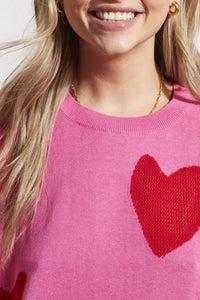 Tribal - Pointelle Heart Crewneck Sweater
